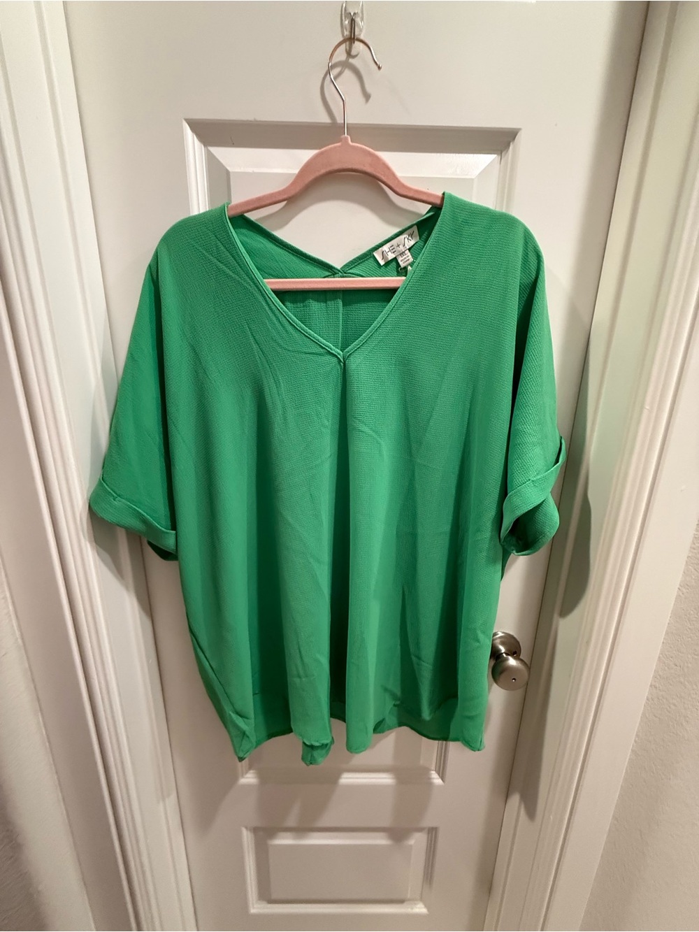 She + Sky V-Neck Tunic Top in Green